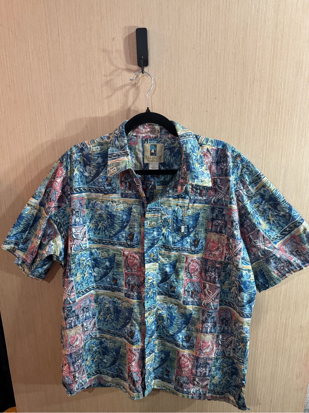 Kahala Cotton Classic Short-Sleeve Hawaiian Print Shirt - Multi Blue Size XL